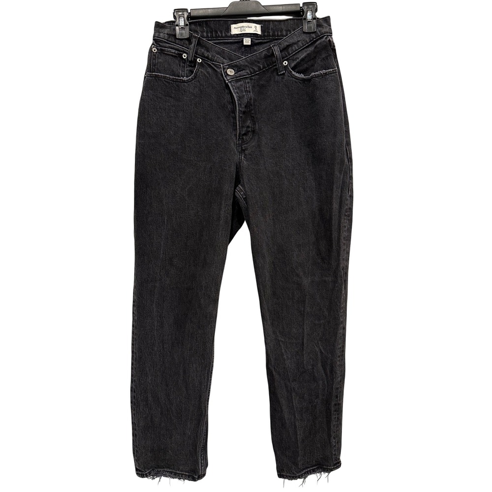 Abercrombie & Fitch 29 Curve Love The Dad High Rise Criss-Cross Jeans Black